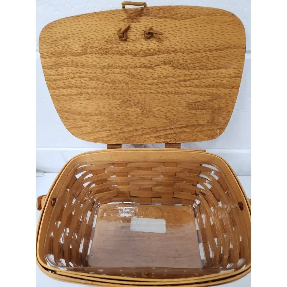 Vintage Longaberger Handwoven Single Handle Small Picnic Basket, Signed 1996